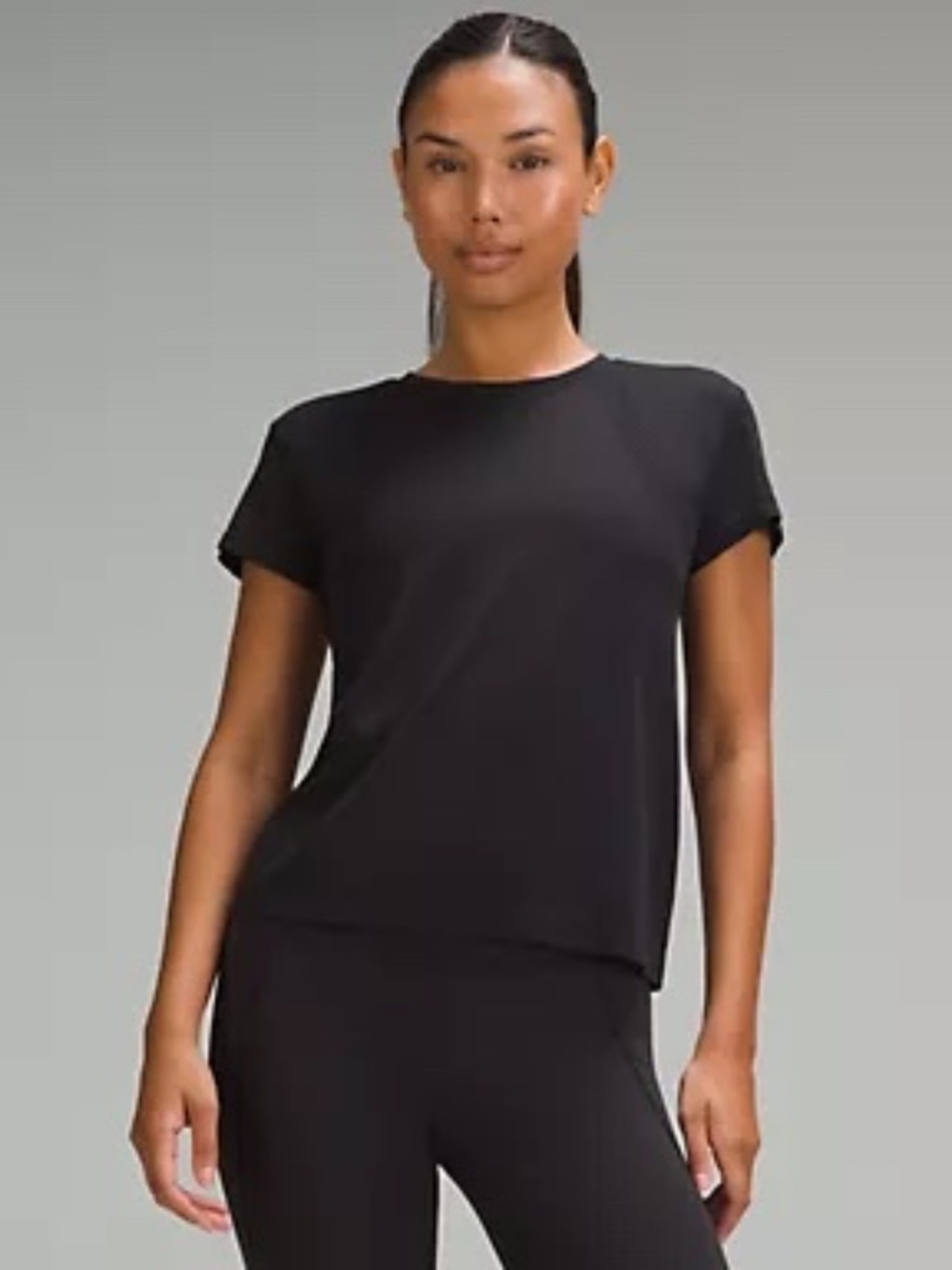 Women's Lululemon Black Train to Be Crew Neck Shirt - 4